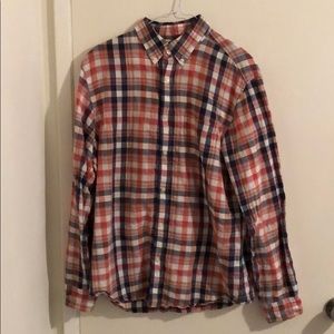Plaid Long Sleeve Button Down Collar Shirt